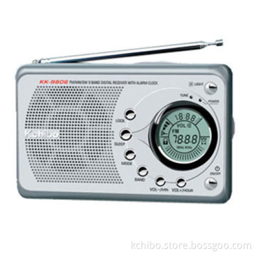 Nine-Band Digital Display Radio with Clock Control and World Time